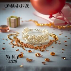 Bridal Elegant Pearl and Silver Bracelet